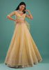 Yellow Lehenga Choli In Organza With Aari Embroidered Tribal Motifs And Feather Detailed Ruffle Dupatta