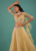 Yellow Lehenga Choli In Organza With Aari Embroidered Tribal Motifs And Feather Detailed Ruffle Dupatta