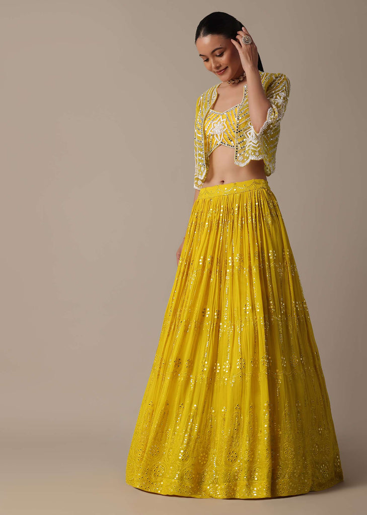 Yellow Lehenga Set With Hand Embellished Jacket