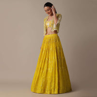 Yellow Lehenga Set With Hand Embellished Jacket