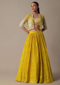 Yellow Lehenga Set With Hand Embellished Jacket