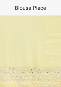 Yellow Lucknowi Chikankari Sequin Saree With Unstitched Blouse Piece