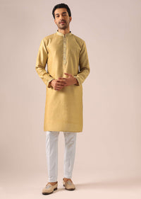 Yellow Mirror Work Long Jacket And Kurta Set