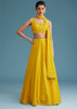 Yellow Nysa Silk Lehenga Set With Mirror Work