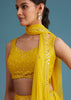 Yellow Nysa Silk Lehenga Set With Mirror Work