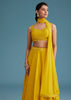 Yellow Nysa Silk Lehenga Set With Mirror Work