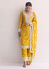 Yellow Organza Resham Threadwork Embroiderd Kurti Pant Set