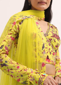 Yellow Printed Lehenga Choli Set