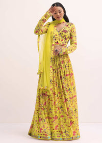 Yellow Printed Lehenga Choli Set