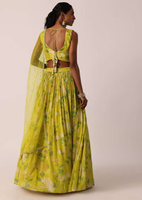 Yellow Printed Lehenga Set With Gota Patti Work