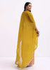 Yellow Printed Net Crop Top Set With Jacket