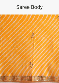 Yellow Saree With Lehariya Print And Gotta Patti Embroidered Buttis And Border Online - Kalki Fashion