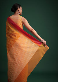 Yellow Silk Handloom Saree With Jaal Woven Work