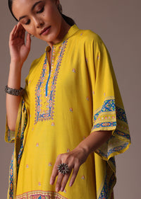 Yellow Silk Kaftan Sequin Work Co Ord Set