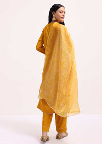 Yellow Silk Kurta Set With Dupatta In Sequins