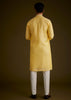 Yellow Silk Kurta Set With Resham Embroidery