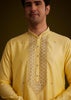 Yellow Silk Kurta Set With Resham Embroidery