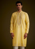 Yellow Silk Kurta Set With Resham Embroidery