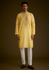 Yellow Silk Kurta Set With Resham Embroidery