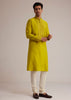 Yellow Silk Kurta With Thread Embroidery