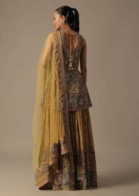 Yellow Silk Palazzo Set With Sequin Work