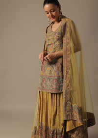 Yellow Silk Palazzo Set With Sequin Work