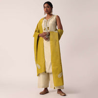 Mustard Yellow Silk Palazzo Set With Sequin Work