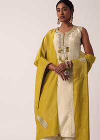 Mustard Yellow Silk Palazzo Set With Sequin Work