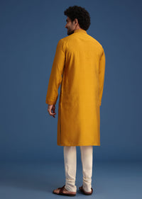 Yellow Thread Hand Embroidered Kurta Set