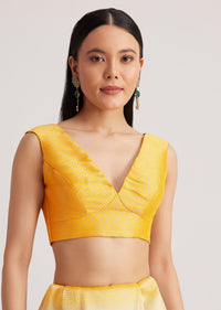 Yellow Tissue Silk Woven Floral Motif Saree