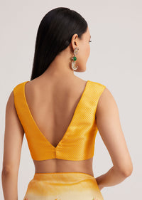 Yellow Tissue Silk Woven Floral Motif Saree