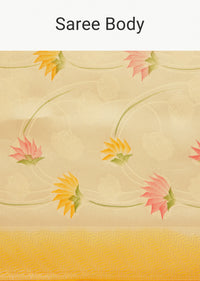 Yellow Tissue Silk Woven Floral Motif Saree