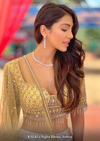 Yellow And Silver Ombre Lehenga Embellished In Sequins With Hand Embroidered Cholid Adorned In Cut Dana And Sequins Work