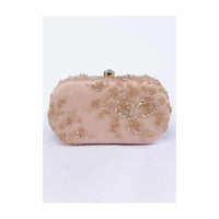 Zari and sequins embroidered sleek clutch beige only on Kalki